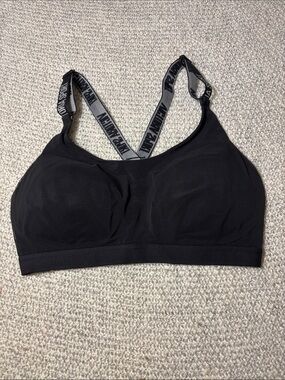 Victoria Sport Black Seamless Sports Bra with Branded Elastic Straps